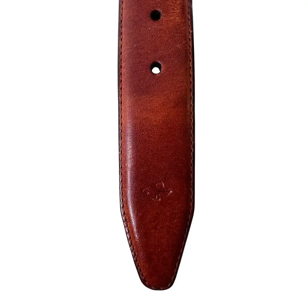 Cole Haan Leather Belt Brown with Silver Buckle Classic Americana Men's 36